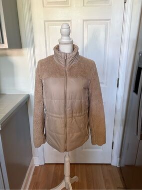 Calvin Klein Taupe Sherpa & Quilted Puffer Jacket